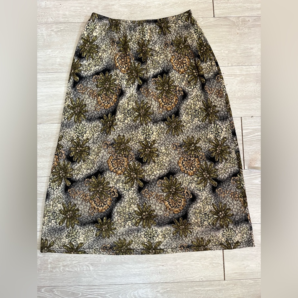 1990’s Midi Skirt 1X in Green Black for Halloween